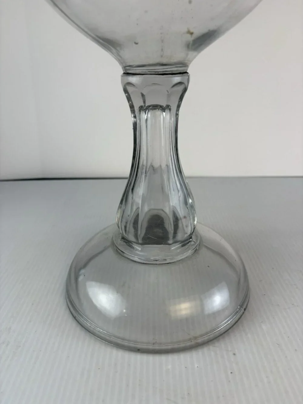 Antique Victorian Clear Glass Pedestal Lamp 10.5